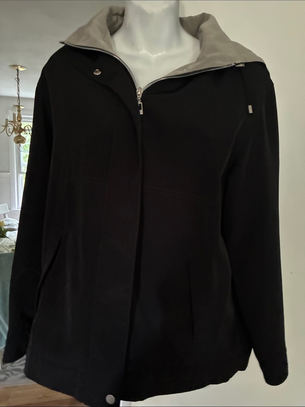 Gallery Black Utility Jacket with Light Gray Collar